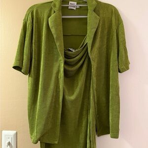 Green strapless dress with matching top